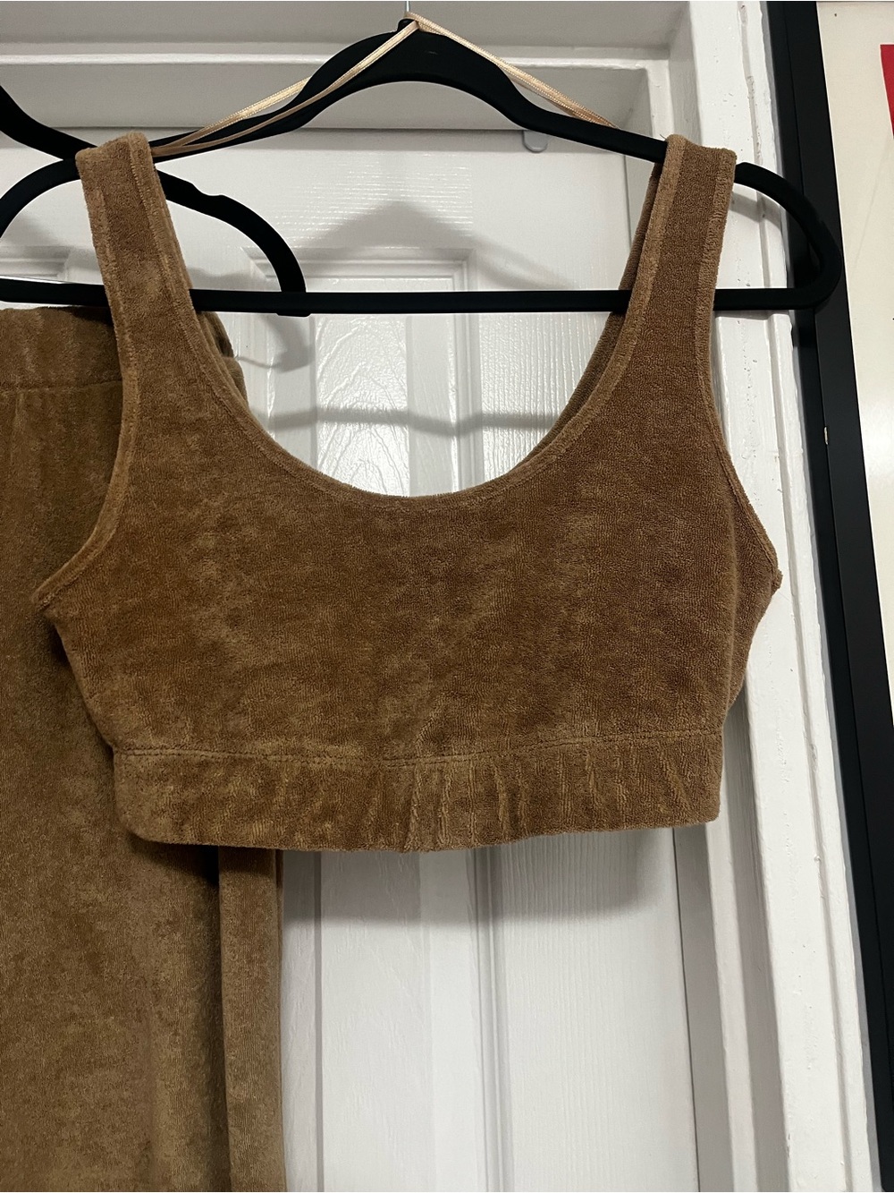 NWOT ZARA Copper Velour Jogger Pants & Crop Tank Set - Picture 2 of 5
